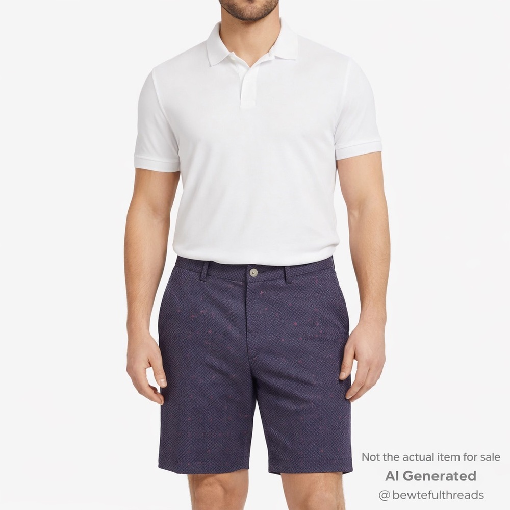 Michael Kors Golf Resort Shorts Blue Red Geometric Print Mens 38 Luxe Preppy